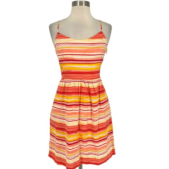 GAP Dresses Gap Striped Spaghetti Strap Aline Sundress Yellow Red
